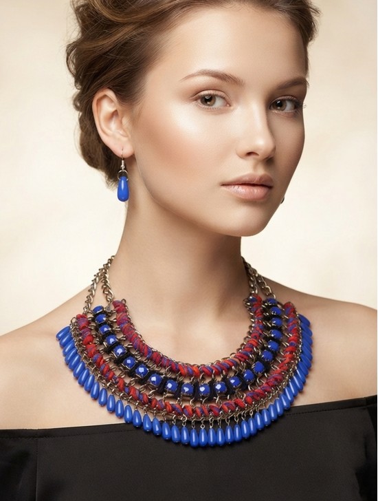 Beaded Statement Necklace And Earring Set